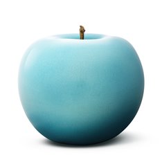 Turquoise Glazed Ceramic Apple Sculpture  Image