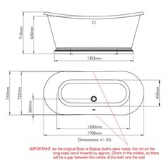 Victorian Style Double Ended Boat Bath on Aluminium Plinth Image