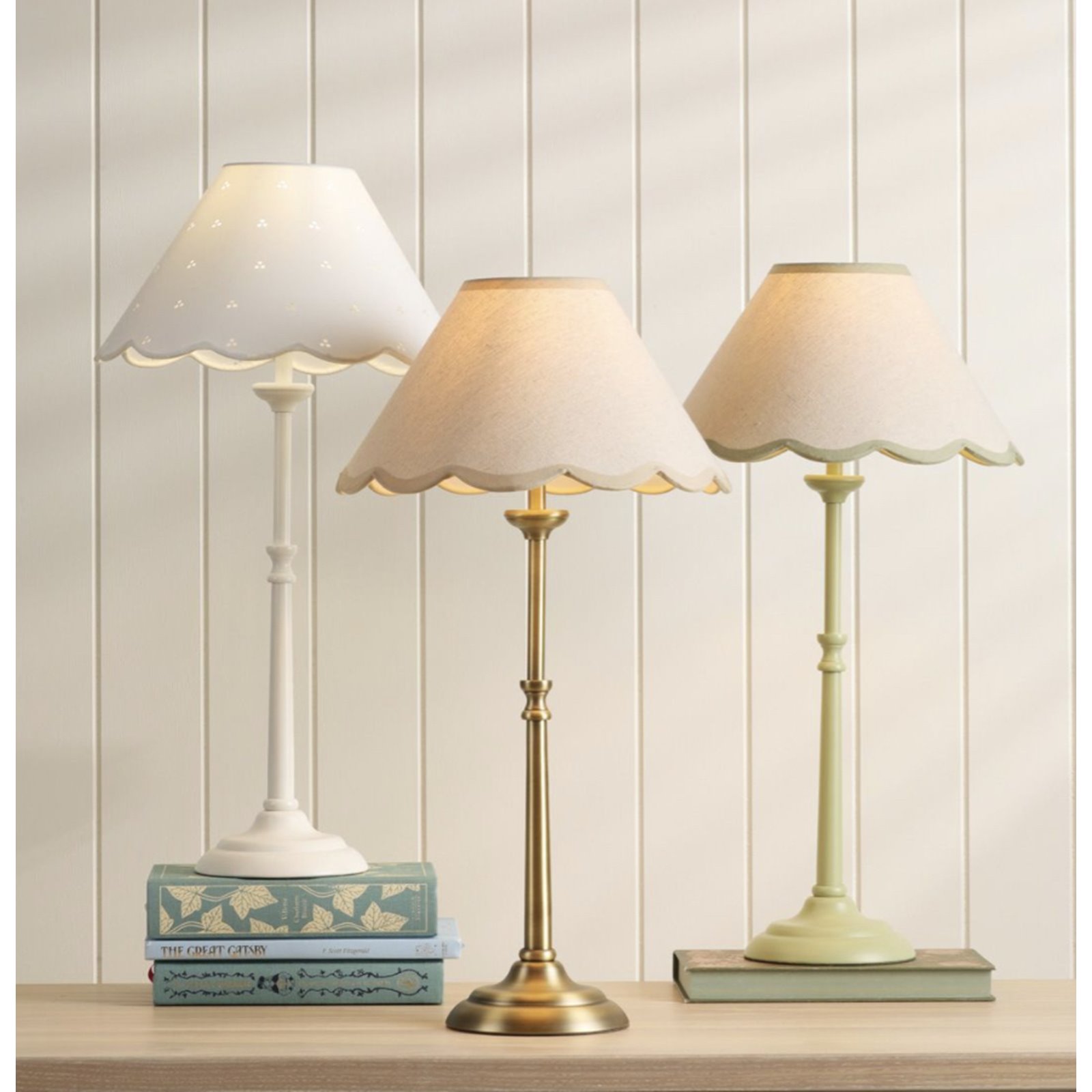 Vintage Brass Lamp with Scallop Shade Image