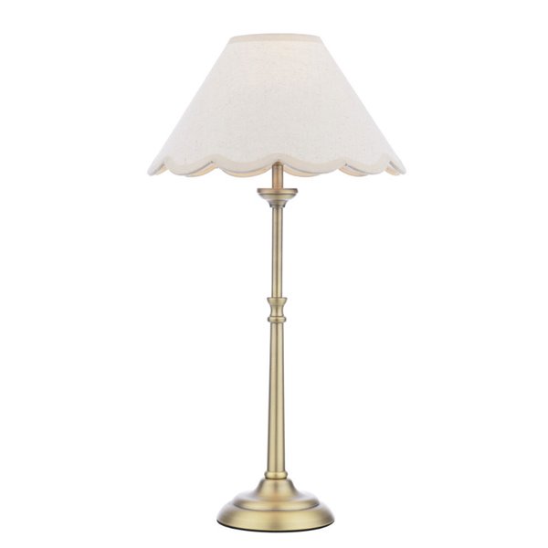 Vintage Brass Lamp with Scallop Shade