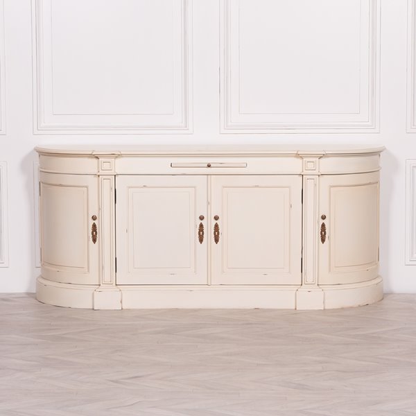 Vintage Creamy White Empire Curved sideboard