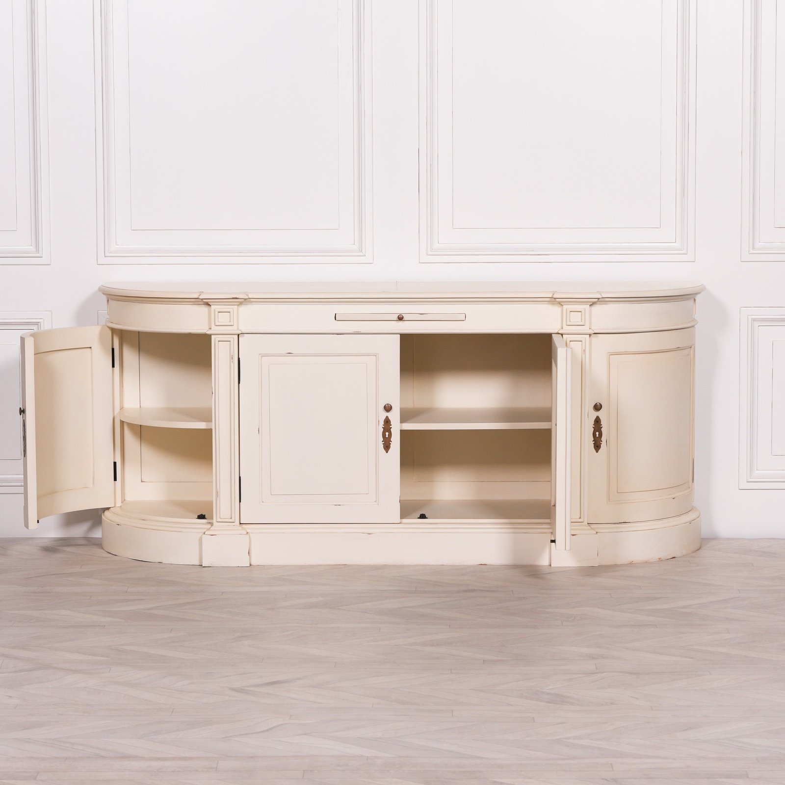 White curved outlet sideboard