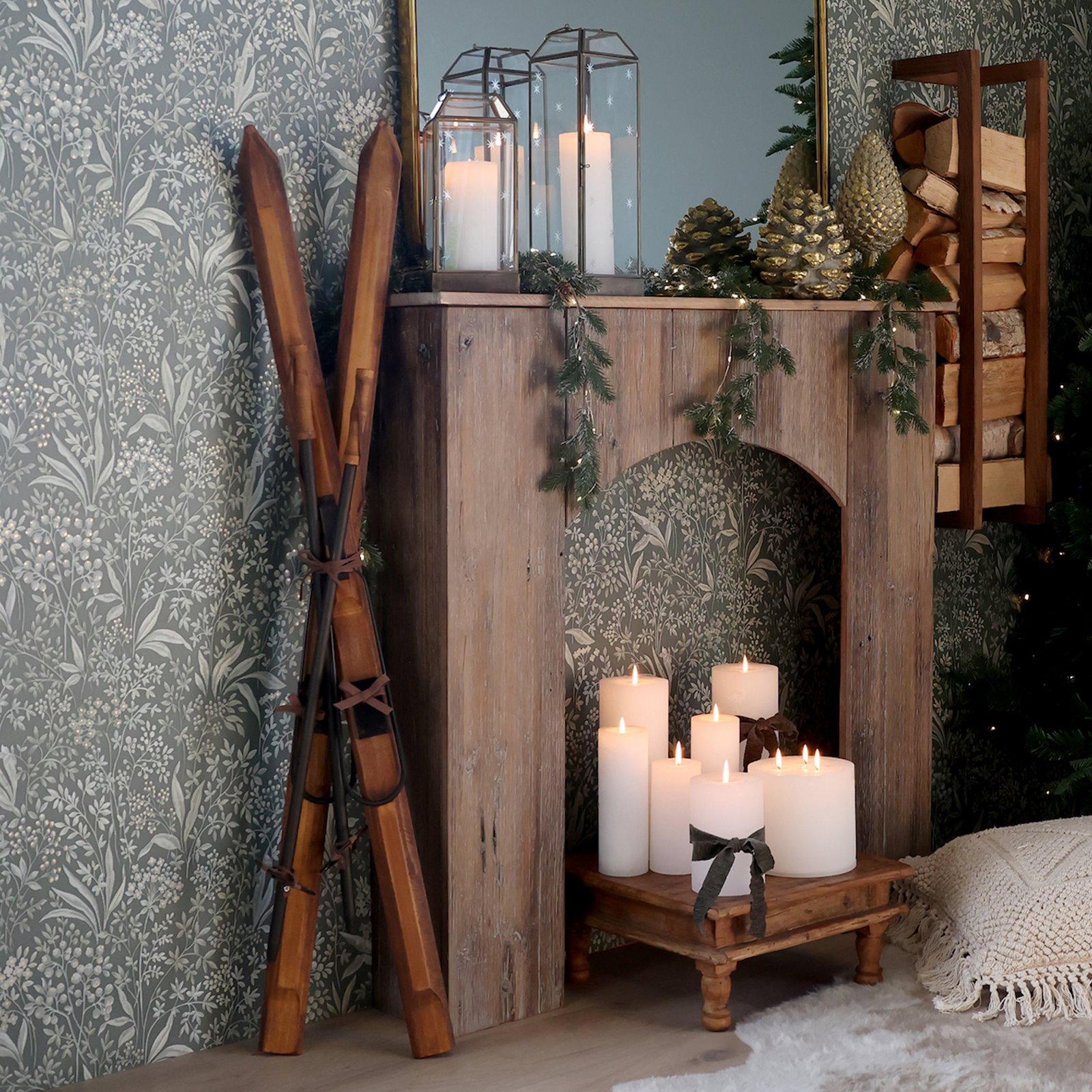 Vintage Decorative Skis with Poles Image