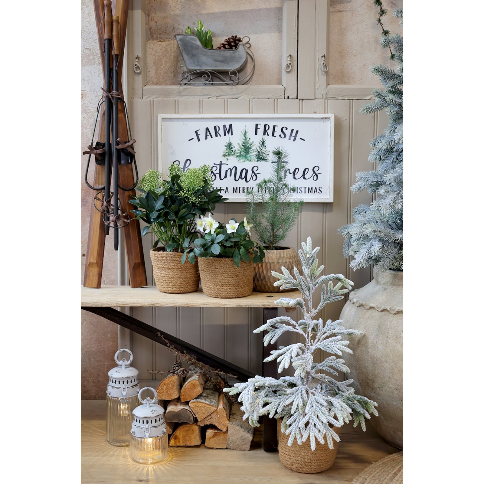 Vintage Decorative Skis with Poles Image