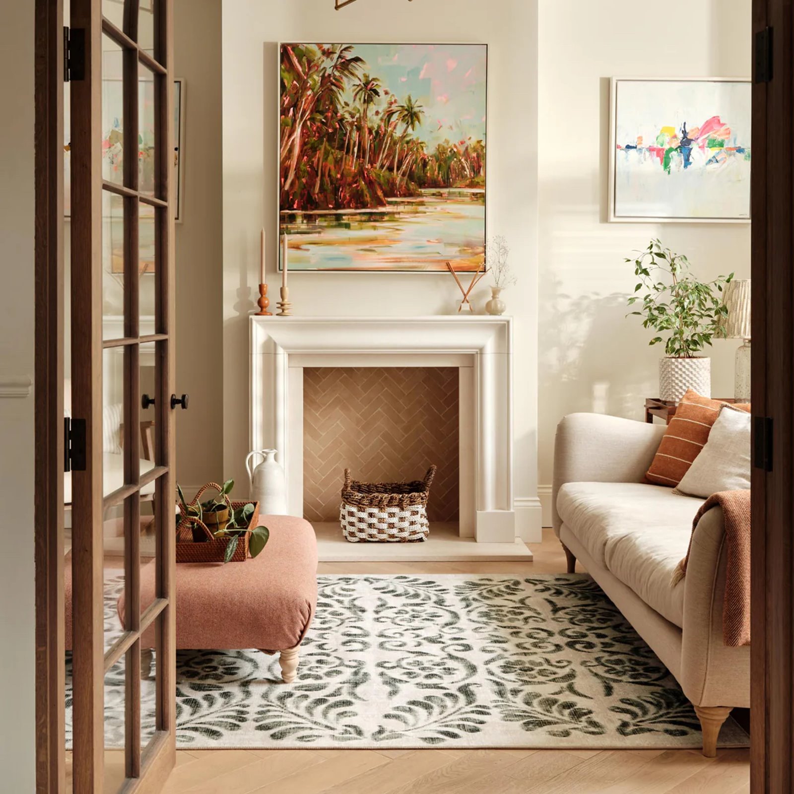 Vintage Green Scroll Eco Washable Rug   Image