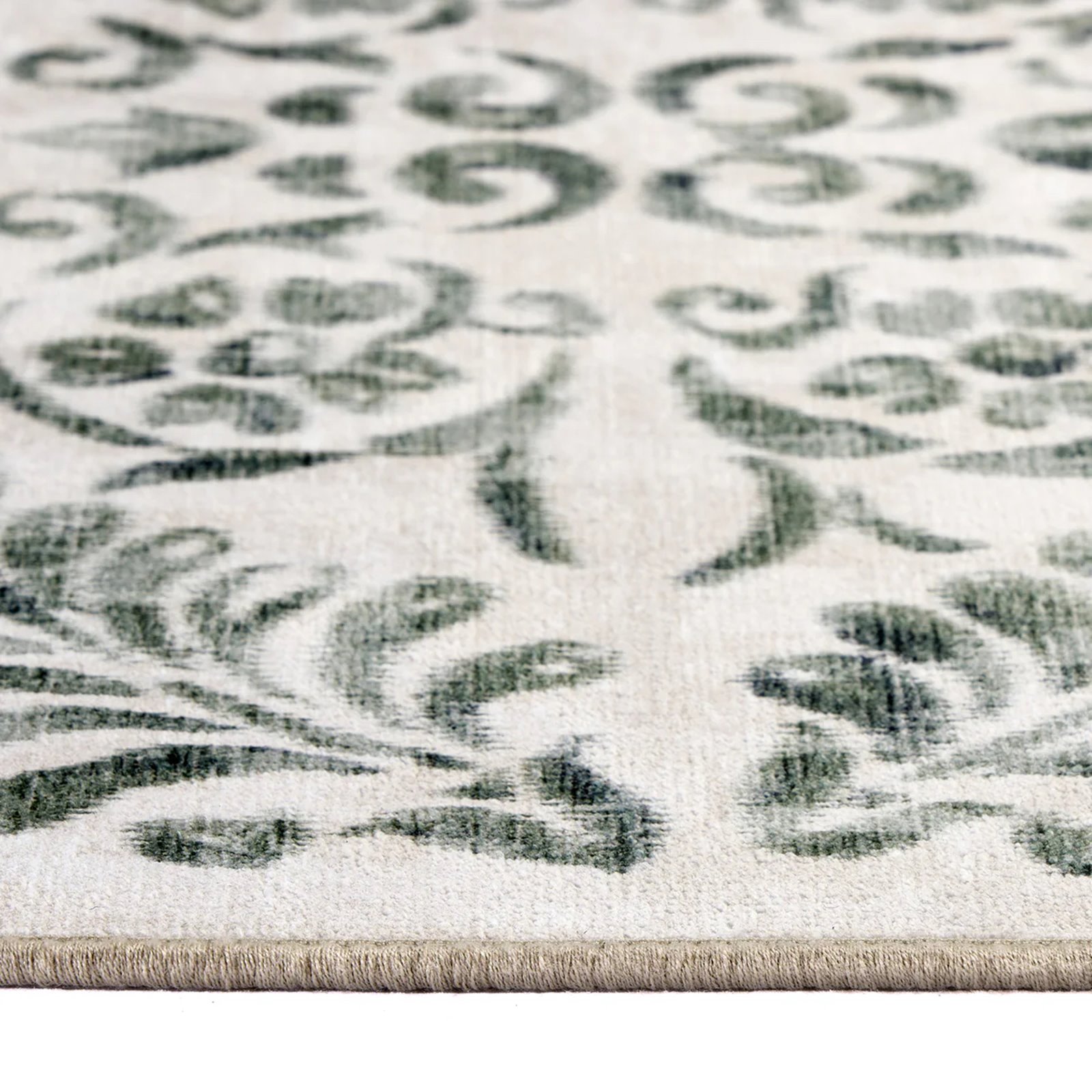 Vintage Green Scroll Eco Washable Rug   Image