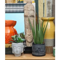 Vintage Grey Buddha Head Planter Image