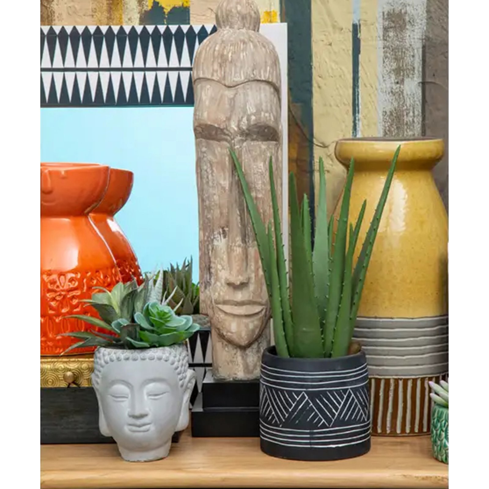 Vintage Grey Buddha Head Planter Image