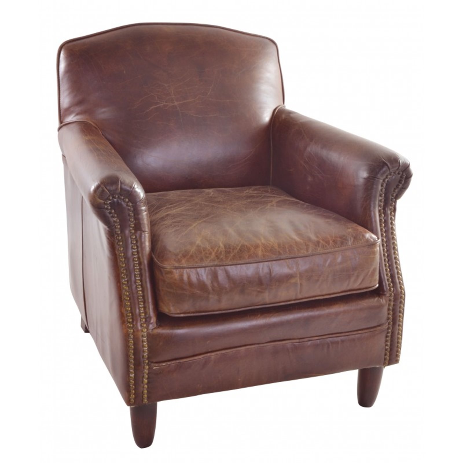 Leather shop studded armchair