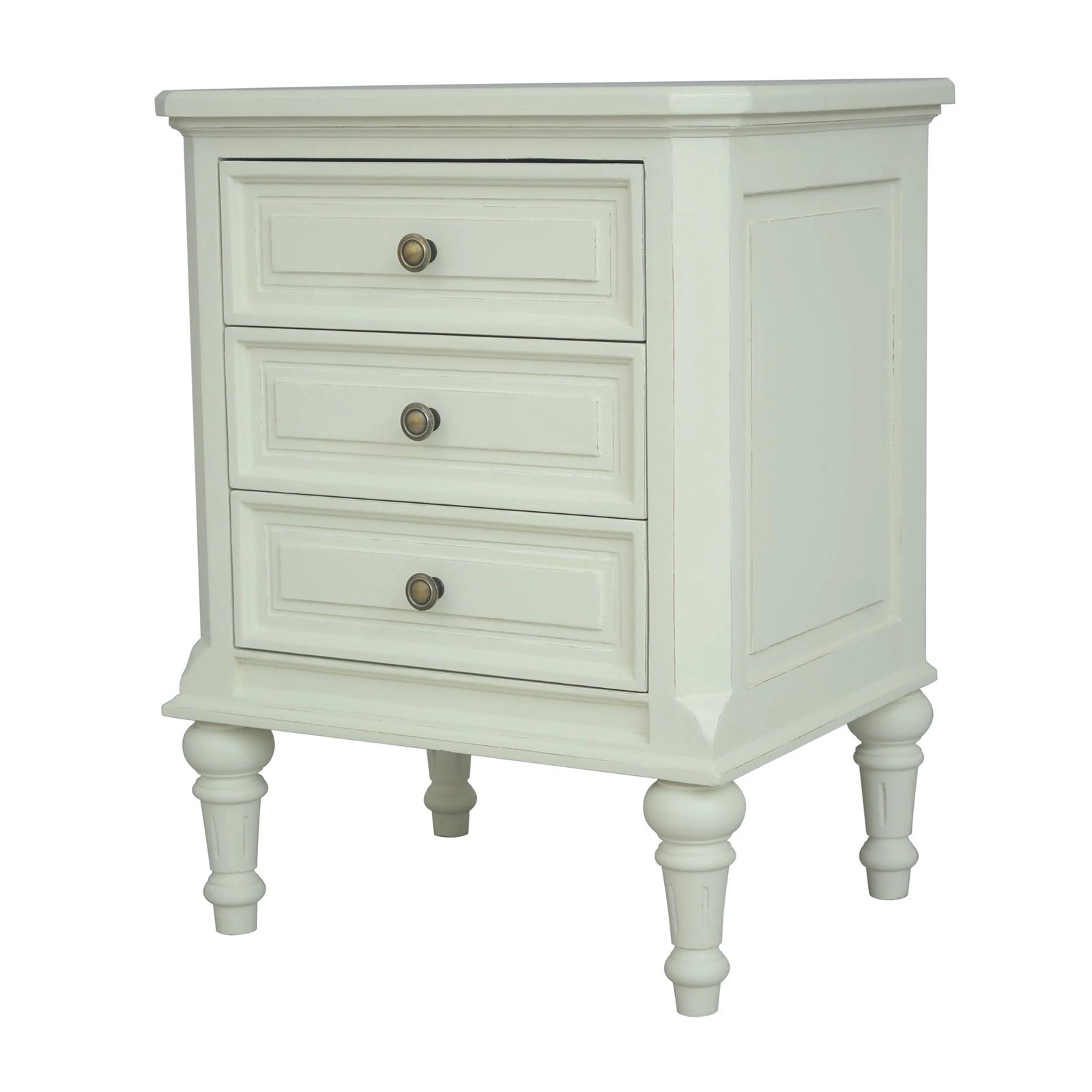 Vintage white 3 Drawer Bedside Table Image