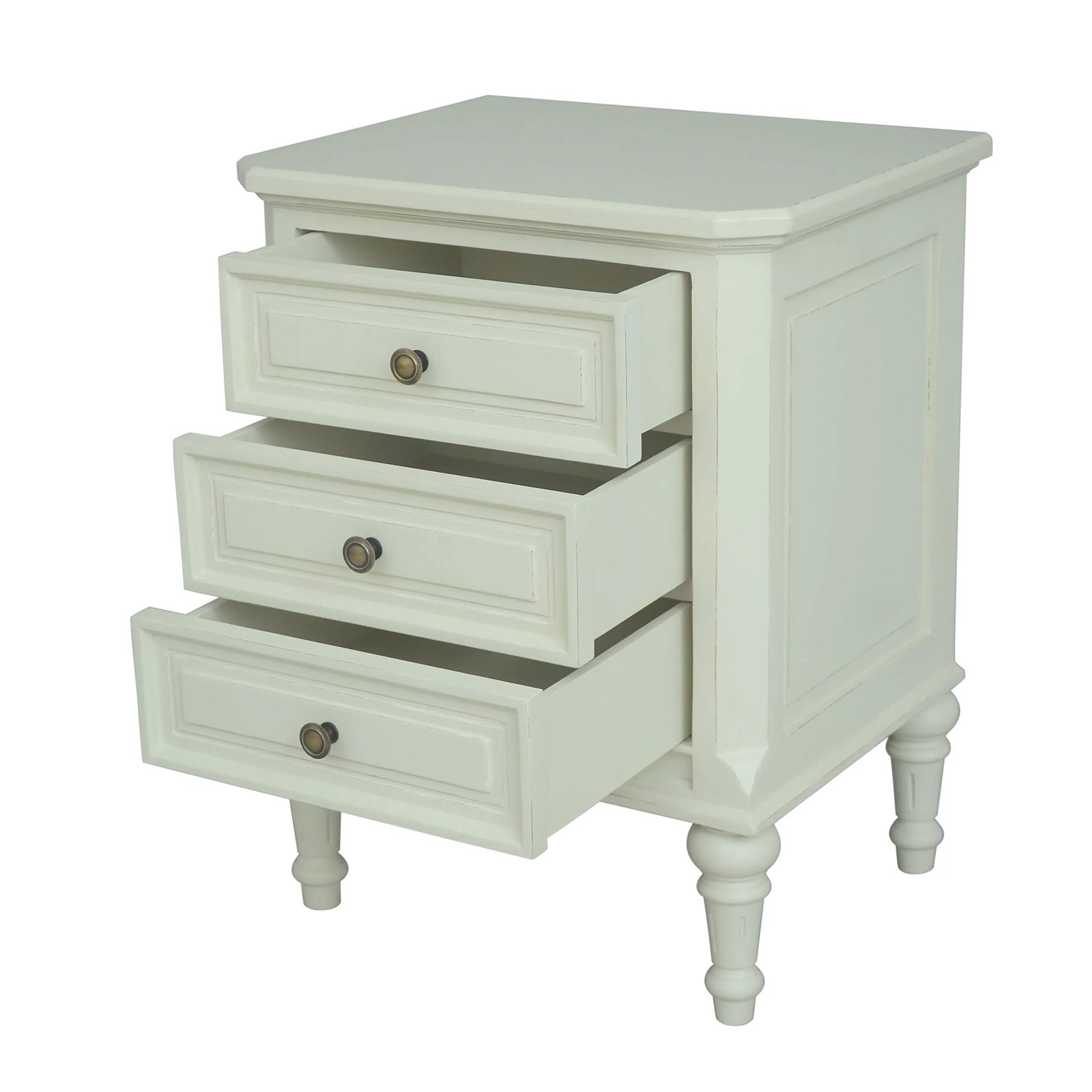 Vintage white 3 Drawer Bedside Table Image