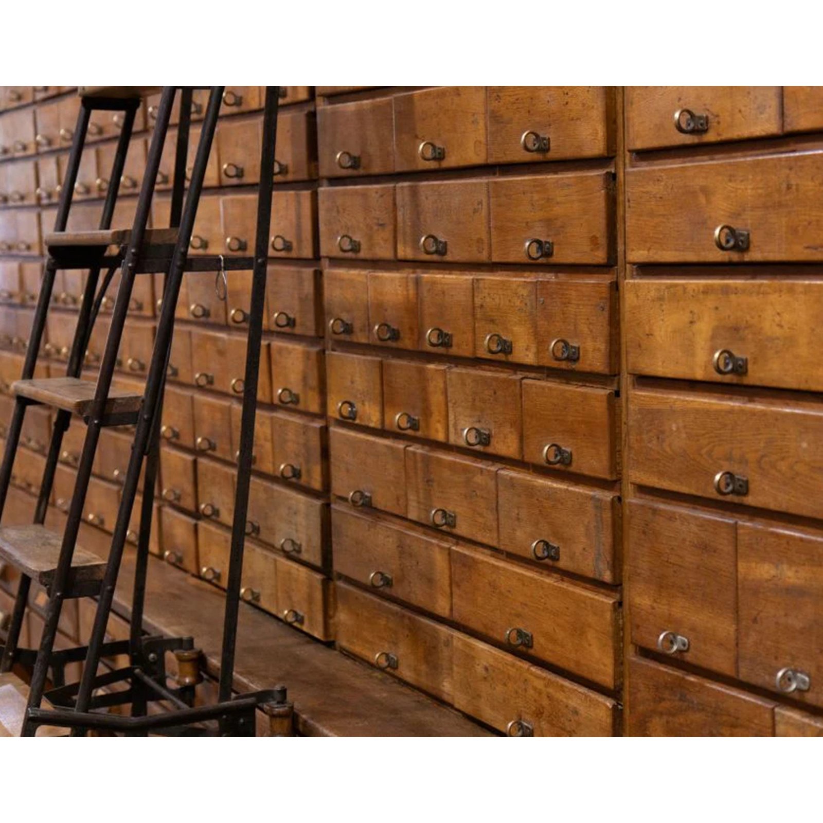 Vintage Oak Haberdashery Cabinet with Ladder Image