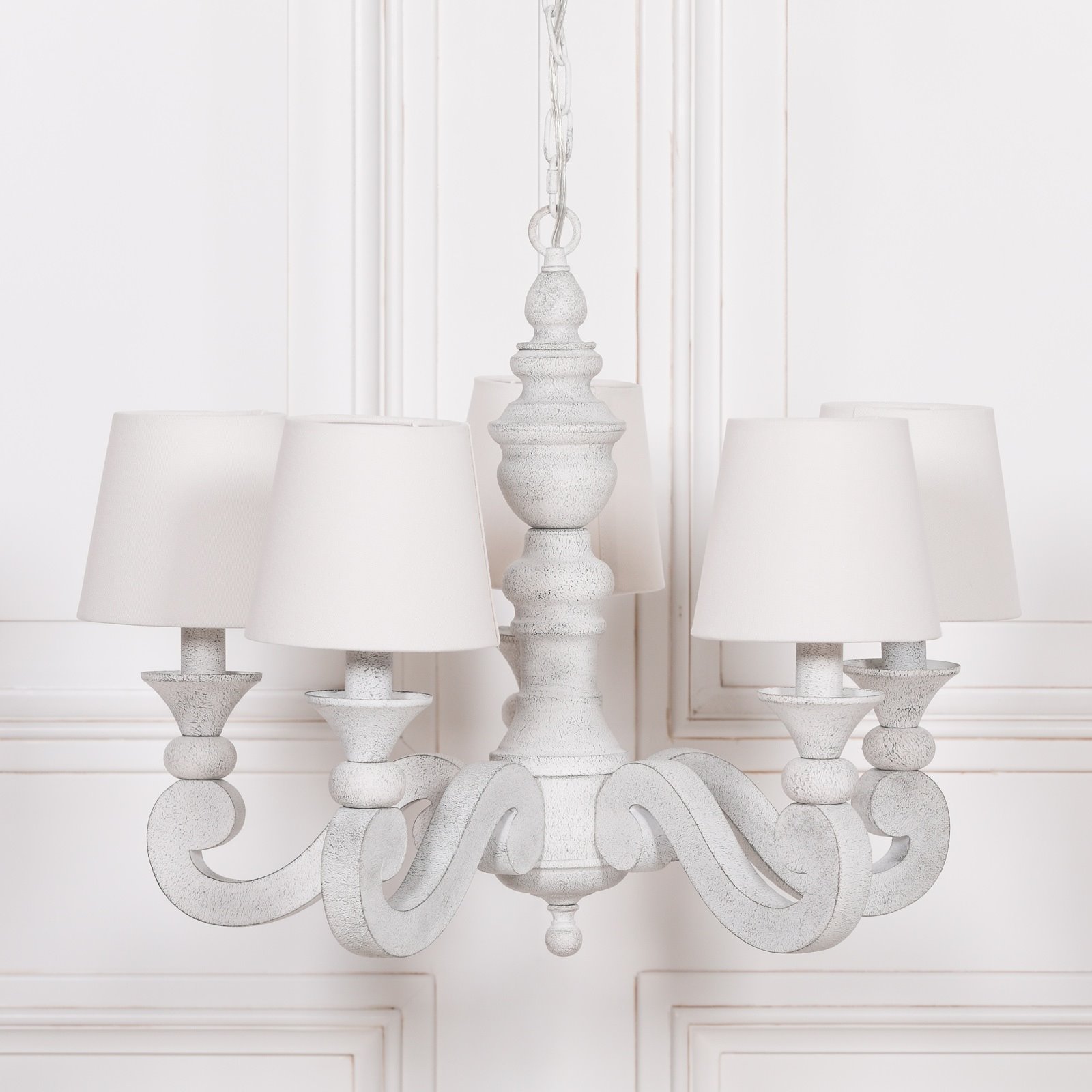 Vintage White 5 light Chandelier Image