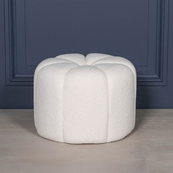 Vintage White Boucle Petal Stool