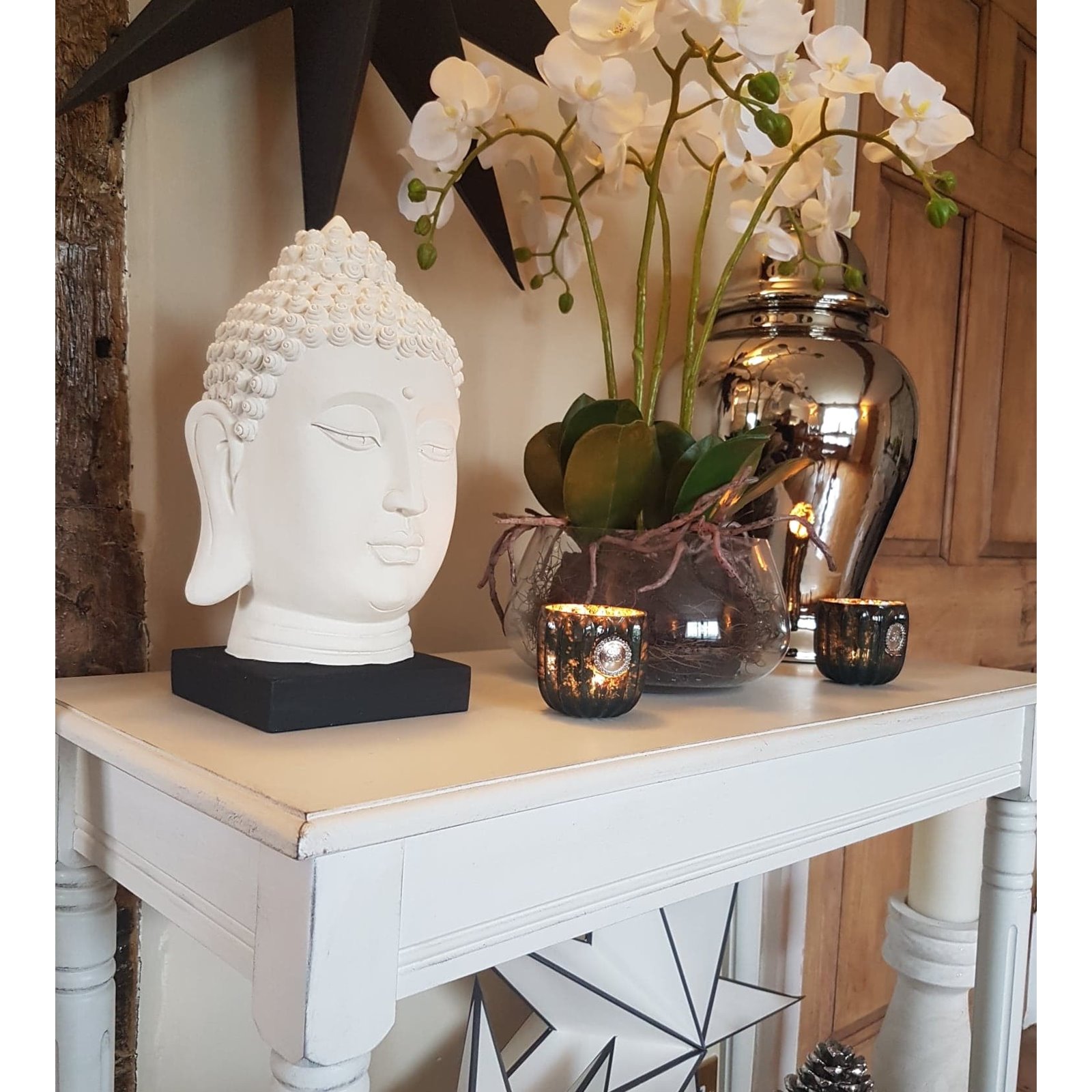 Vintage White Console with Shelf Image