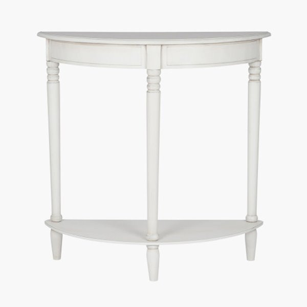 Vintage White Half Moon Table