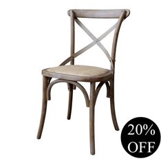 Washed Cross Back dining chair with Rattan seat Image