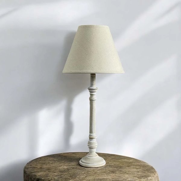 Washed painted Lamp with Linen Shade