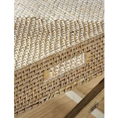 Washed White Rattan Tray Coffee Table Image