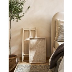 Washed White Rattan Tray Table Image
