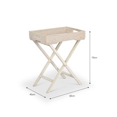 Washed White Rattan Tray Table Image