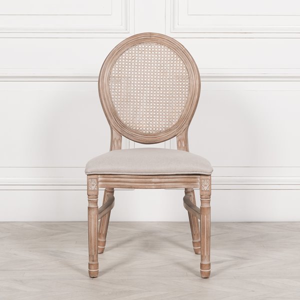 Washed Wood & Linen Dining Chair (Stackable)