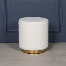 White Boucle and Gold Base stool   Image