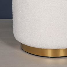White Boucle and Gold Base stool   Image