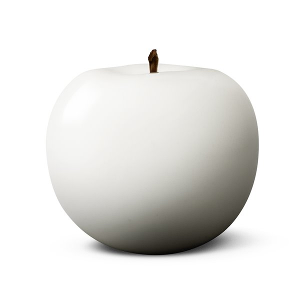 White Glazed Ceramic Apple Sculpture 