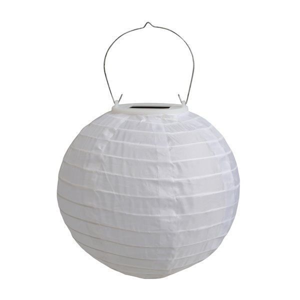 White Rice Paper Solar Outdoor Lantern 