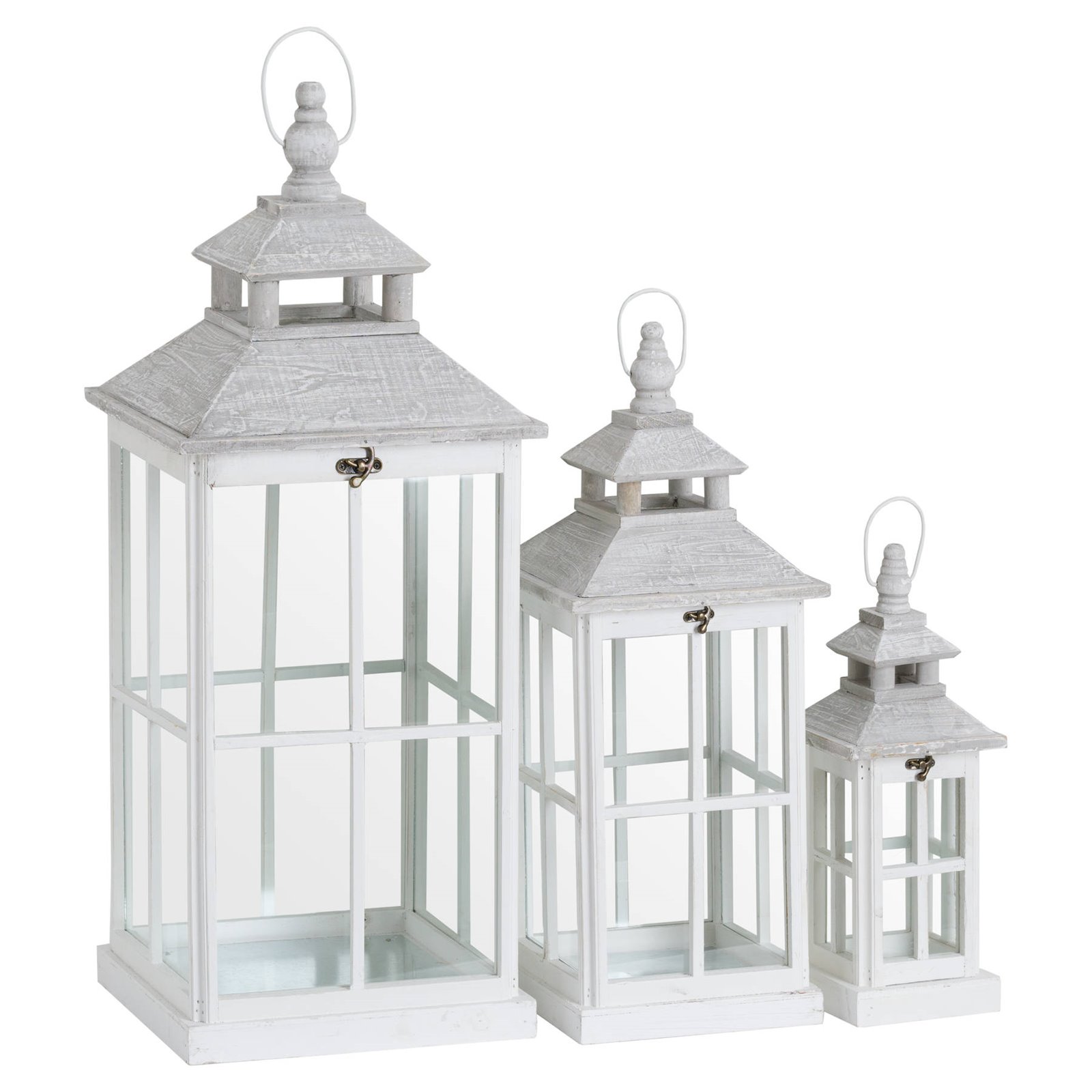 White Wooden Lantern Set Image