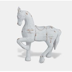White Wooden Roman Horse Model  Image