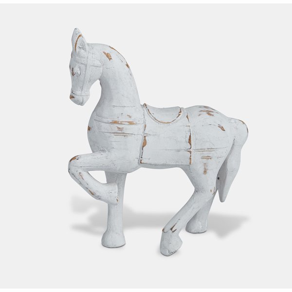 White Wooden Roman Horse Model 