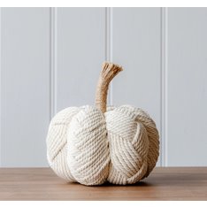 Woven Cream Pumpkin with Rope Stalk Image
