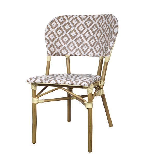 Woven Taupe and Cream Bistro Chair