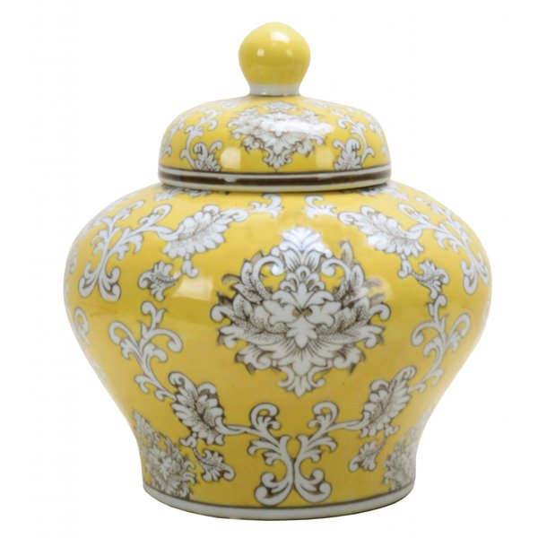 Yellow and white Squat Temple Jar
