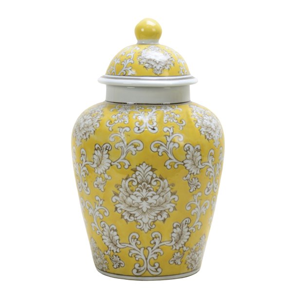 Yellow White and Grey Ginger Jar