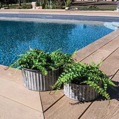 Zinc Ribbed Planters Set of 2 Image