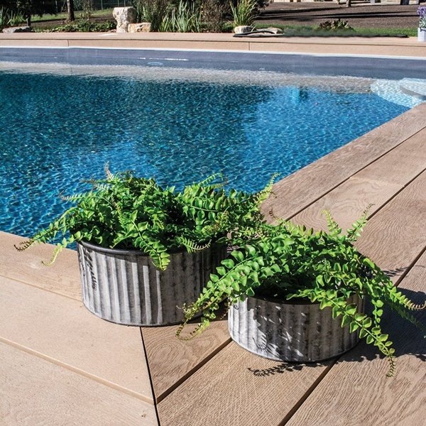 Zinc Ribbed Planters Set of 2